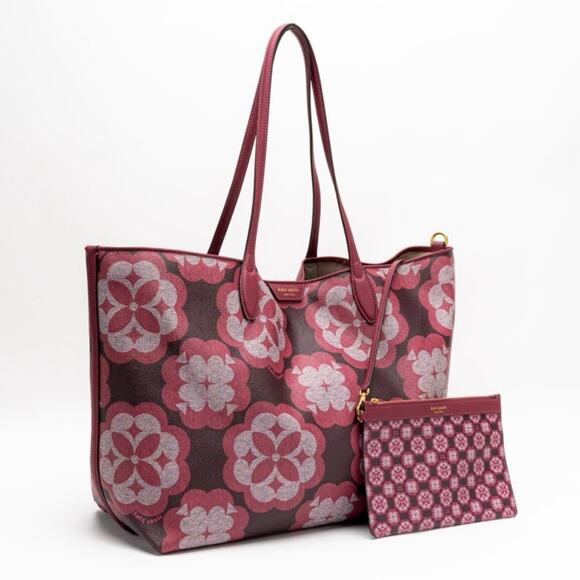 Spade Flower Jacquard Kate Spade Maroon Tote Kate Spade Flower